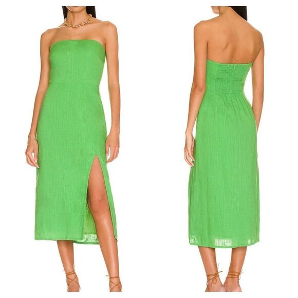 REVOLVE Dresses & Skirts - SNDYS Everyday Serena Green Linen Midi Dress